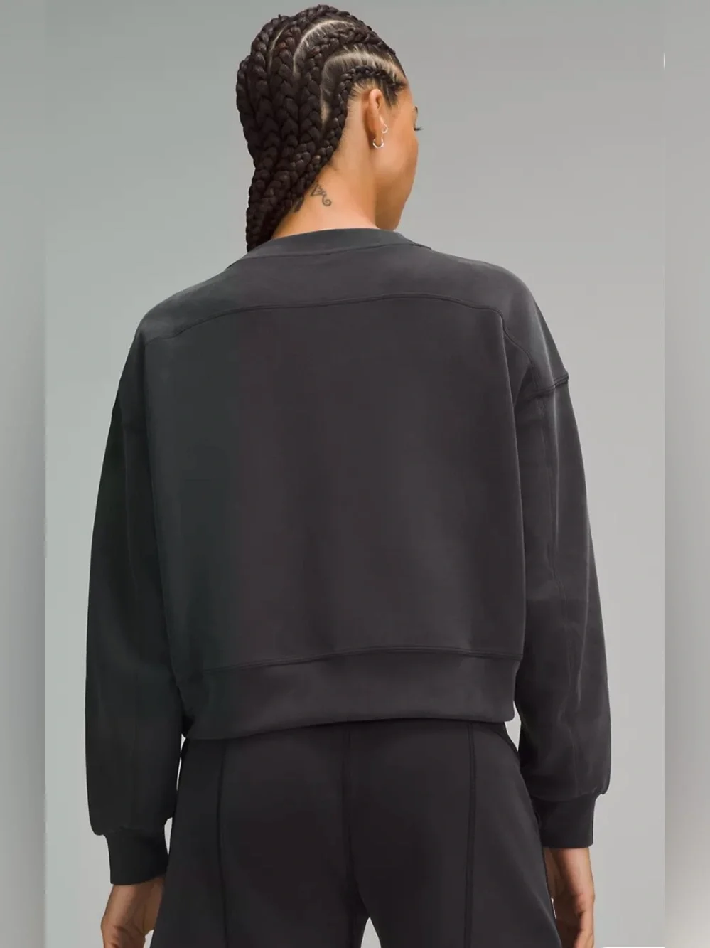 Lululemon Perfectly Oversized Cropped Softstreme Sweatshirt In Black Size 8